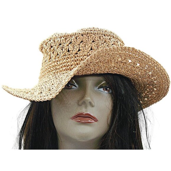 A New Day Womens Natural Color Tan Chateau Panama Wide Floppy Brim Sun Beach Hat - Picture 3 of 12
